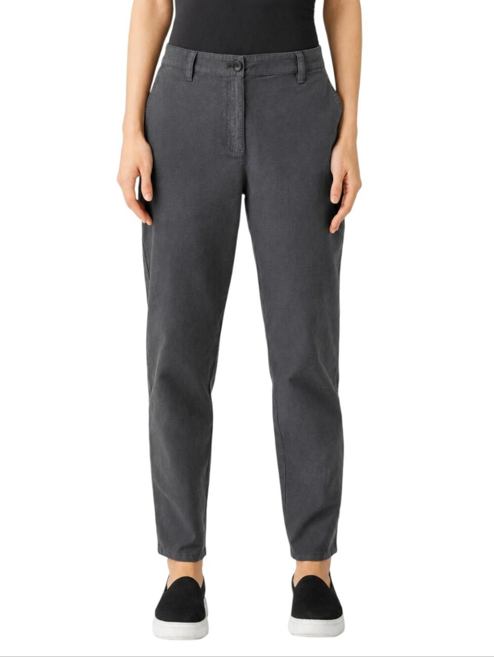 Eileen Fisher Cotton Hemp Stretch Tapered Pants   Gray Women's 14